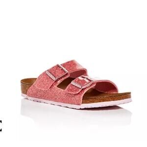 Birkenstock Arizona Kids Cosmic Sparkle Slip on Slide Sandals Summer Pink SZ 32‎